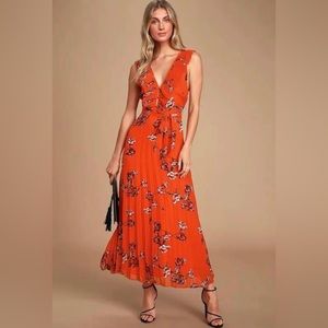 Lulus Floral Orange Dress